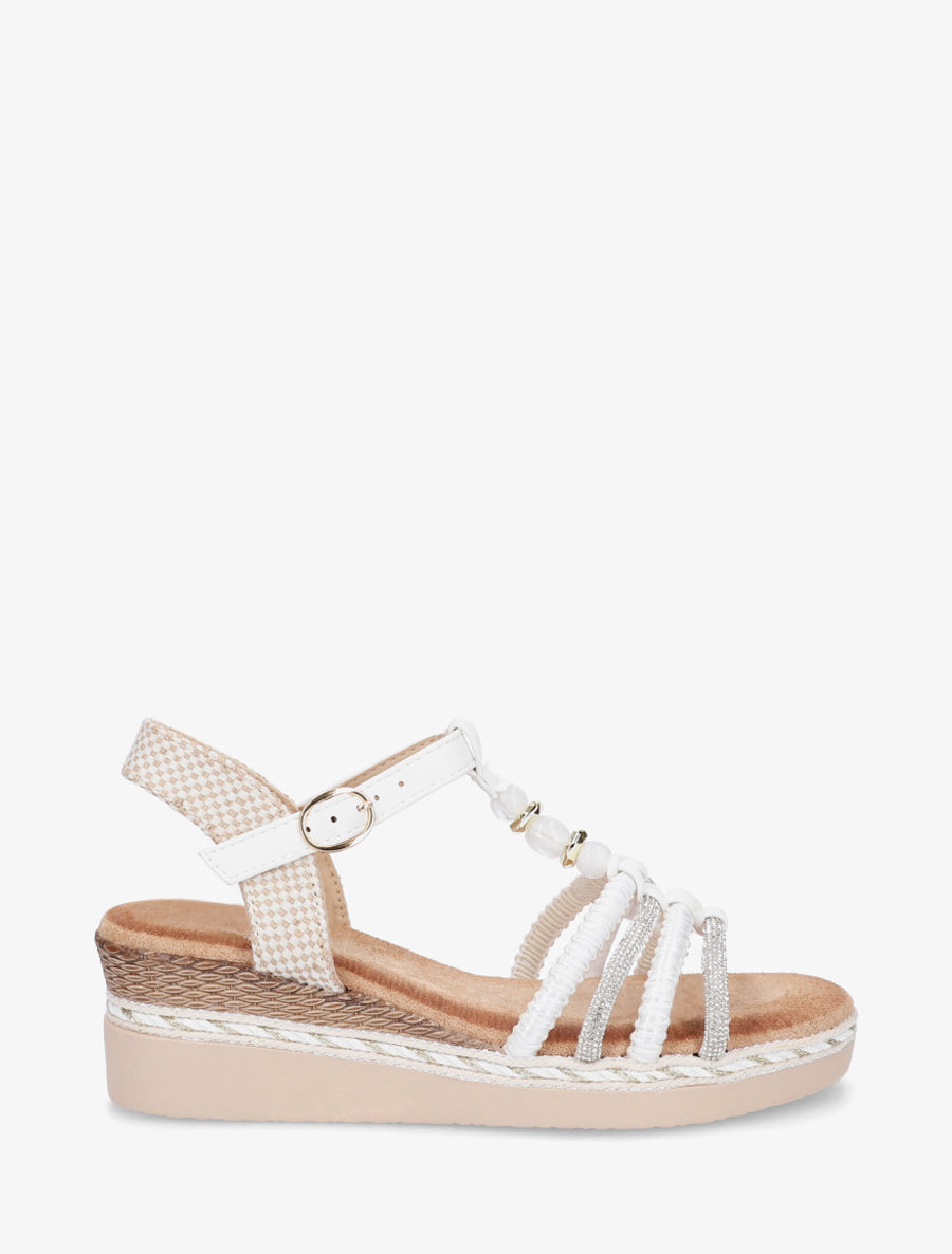 Sandalias de tiras trenzadas con strass - Blanco