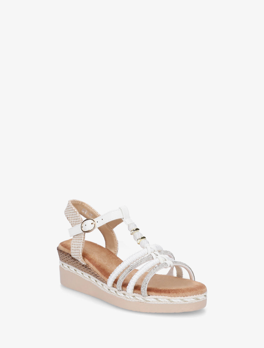 Sandalias de tiras trenzadas con strass - Blanco