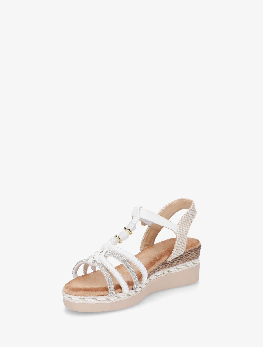 Sandalias de tiras trenzadas con strass - Blanco