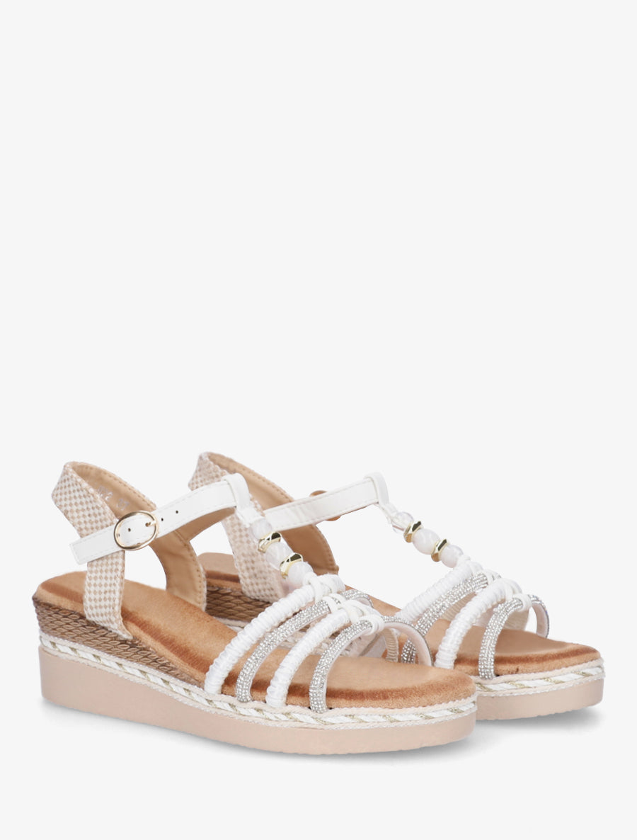 Sandalias de tiras trenzadas con strass - Blanco