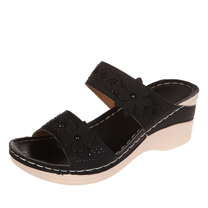 Sandalias de Cuña con Flores