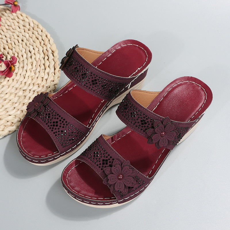 Sandalias de Cuña con Flores