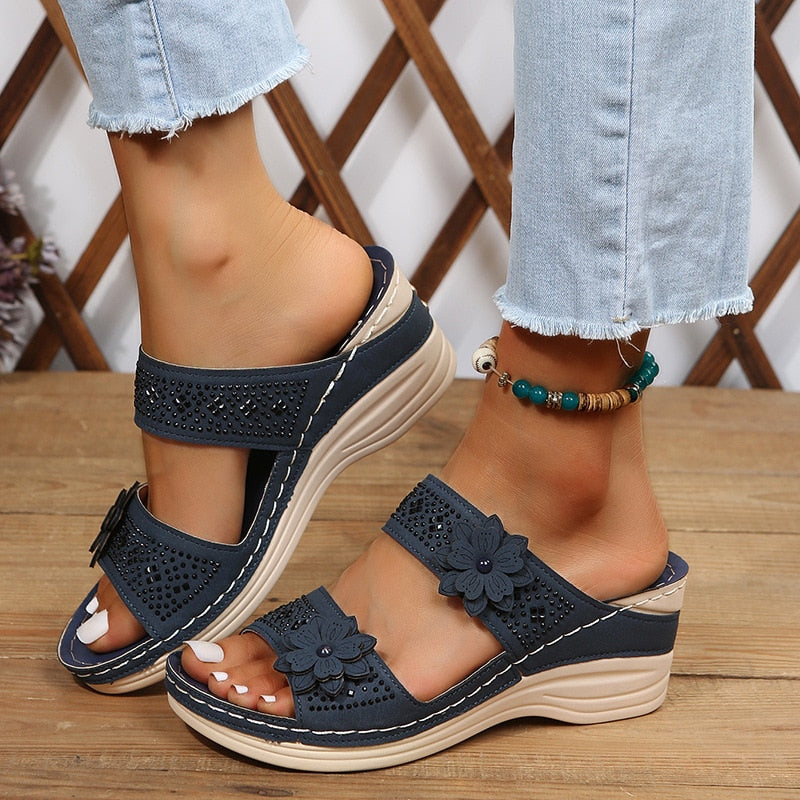 Sandalias de Cuña con Flores