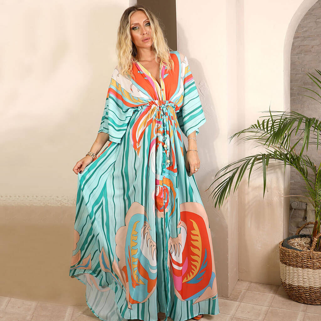 Vestido Maxi Estampado Abstracto