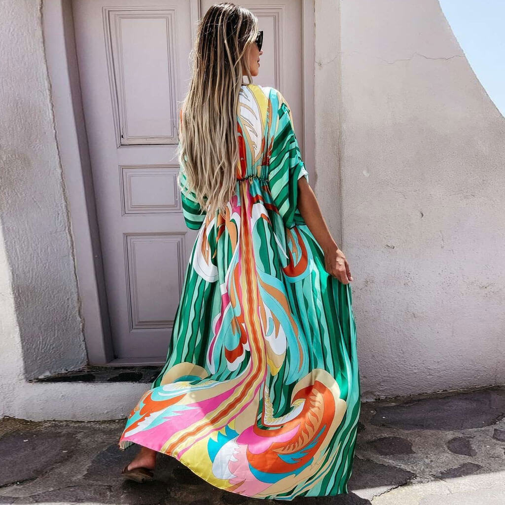 Vestido Maxi Estampado Abstracto