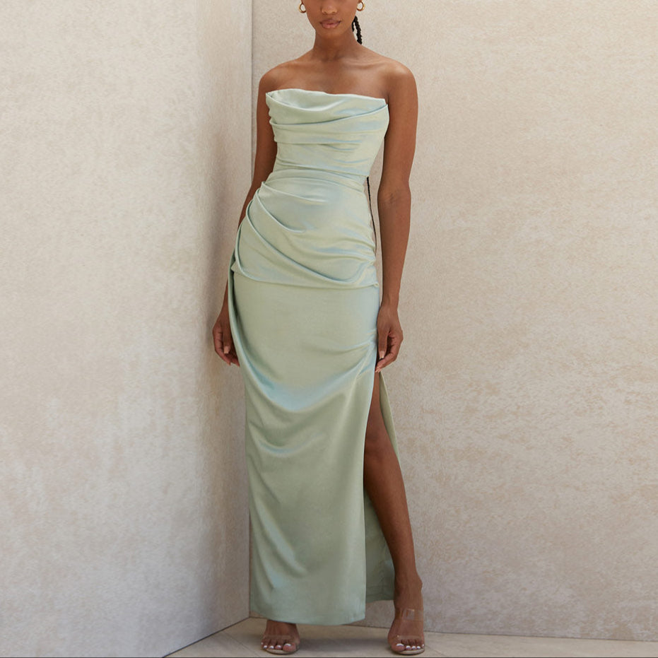 Vestido Maxi Fiesta Sin Tirantes